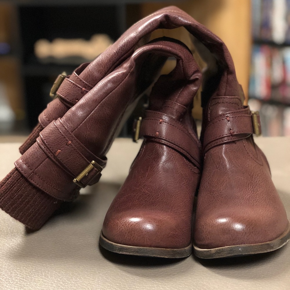 Burgundy boots
